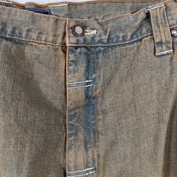 DNM Attitude Denim Jeans Y2K Wide leg Skater Distressed Brown Mens Size 48X33 - Picture 3 of 10